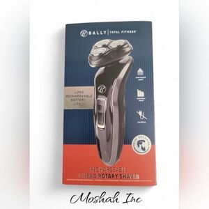 BALLY TOTAL FITNESS Men's Rechargeable Stainless Steel 3-HEAD ROTARY SHAVER